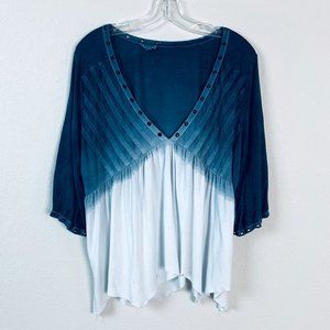 POL women's tie dye stiped v neck tunic blouse